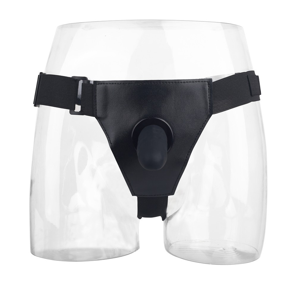 Wearable Silicone Strap-on Pants with Detachable Penis, Black Adult Harness — detail image 5
