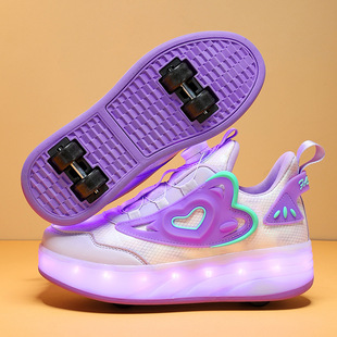 Cross-border four-wheel heyday shoes colorful lights heyday shoes girls shoes rotating buckle four-wheel heyday shoes