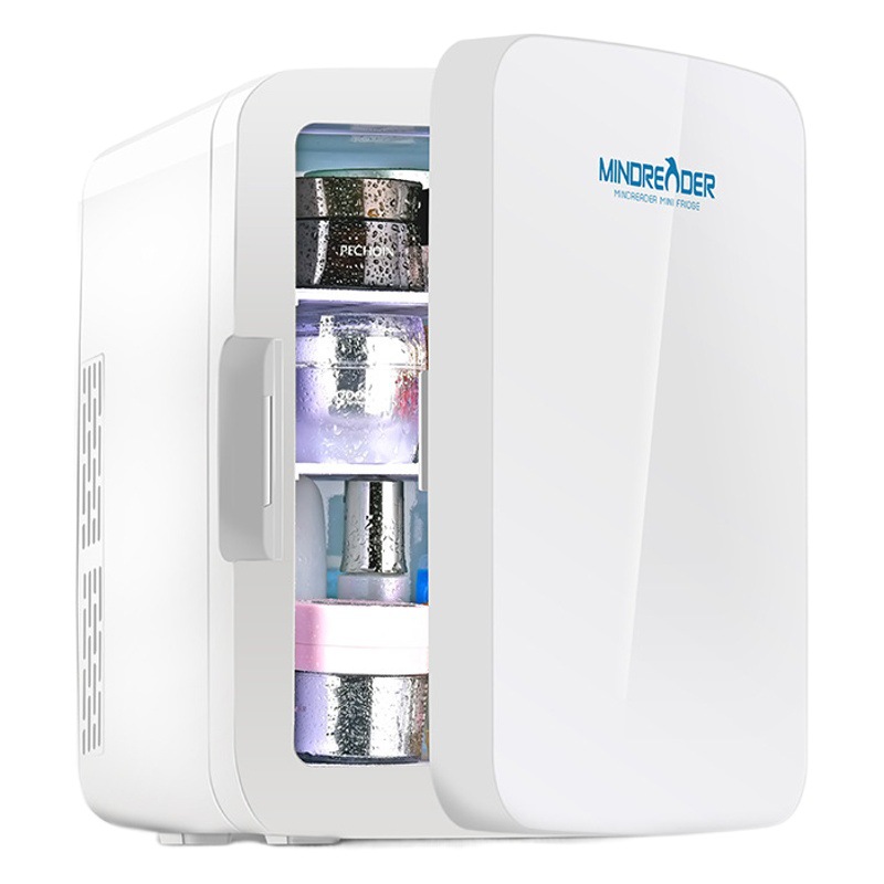 Nuevo 10L portátil mini refrigerador pequeño refrigerador del coche del hogar del coche de doble uso del panel de vidrio del dormitorio frío y caliente refrigerador