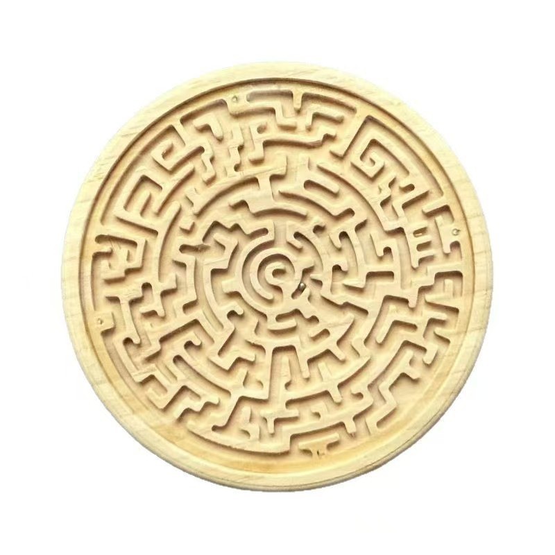 Maze Puzzle Game Upgraded Version Wooden Round Maze Round Solid Wood Brain Teaser Game Fun Puzzle