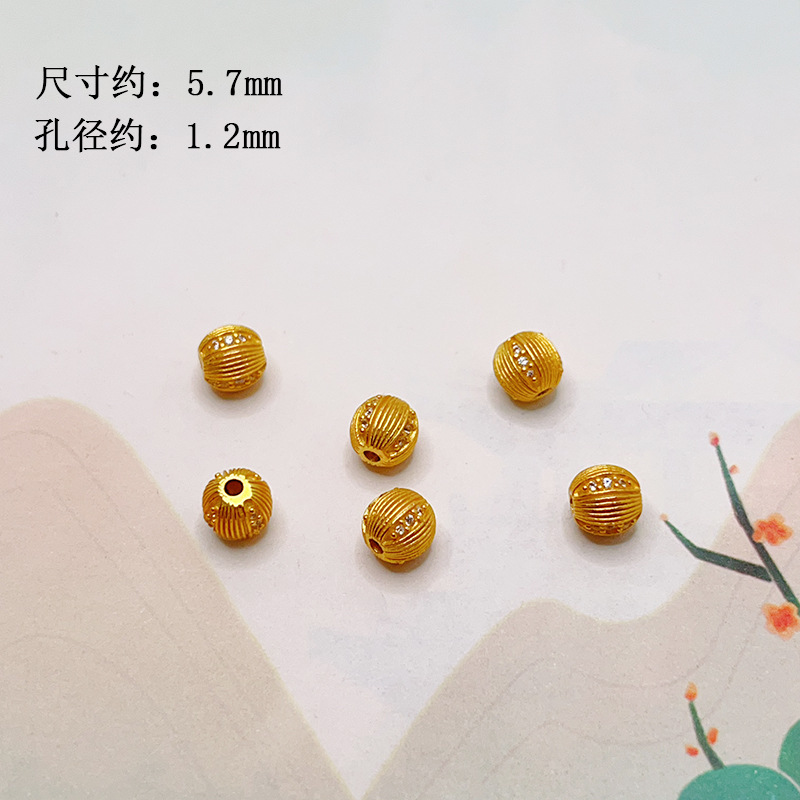 s925 silver gold-plated bow with diamond-studded flower ball, spacer beads, barrel beads, bracelet, necklace, DIY semi-finished accessories wholesale
