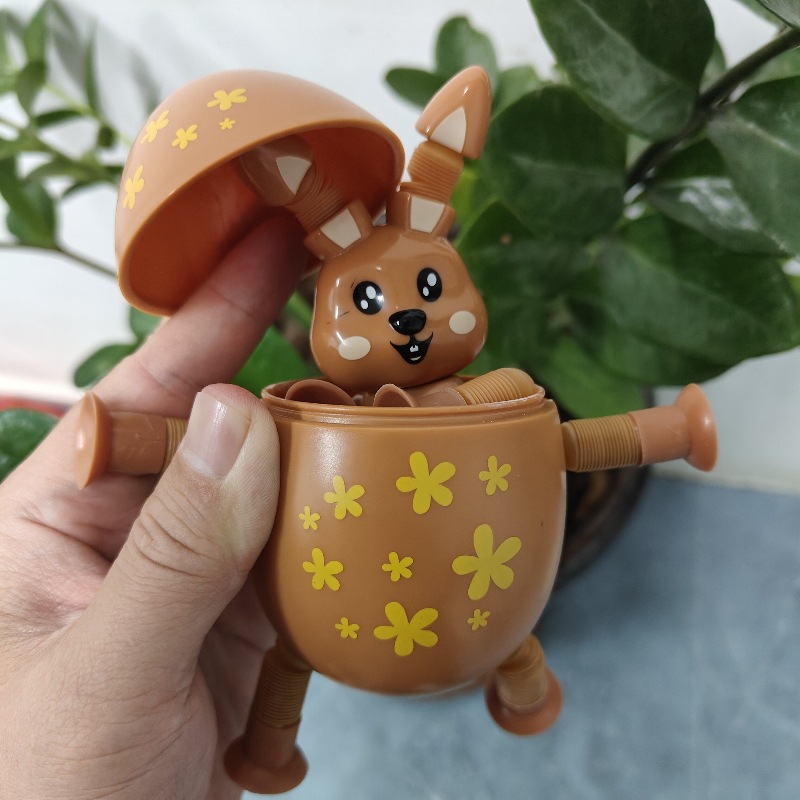 Transfronterizo robot flexible tubo telescópico niño puzzle dibujos animados estirados ventosa interacción padre-hijo creativo juguete descompresión