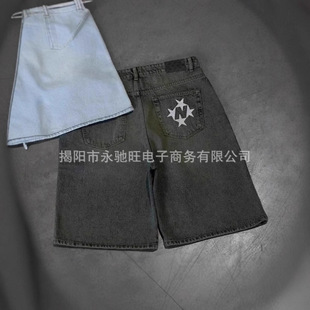 American New Cross-Border Direct Sales 2025 Summer Washed High Street Loose Distressed Denim Shorts Versatile Casual Shorts