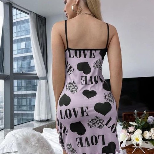 European and American large size beautiful back thin home wear women's feeling tank top short skirt love cartoon cute print pajamas robe