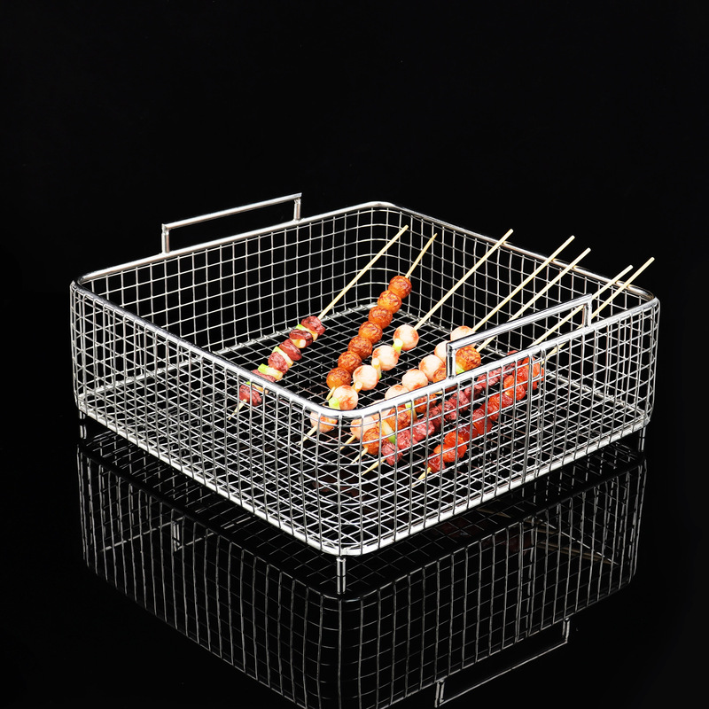 現物の新型フライヤーかごステンレス角型フライヤーかごのスタンドの網状の濾過油の水たまりの収納かご|undefined