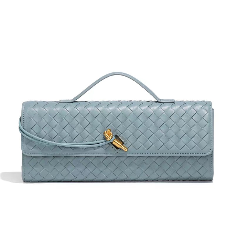 2025 New Niche Woven Shoulder Baguette Bag Fashion Horizontal Clutch Accordion Women's Crossbody Long Bag - Thumbnail 7