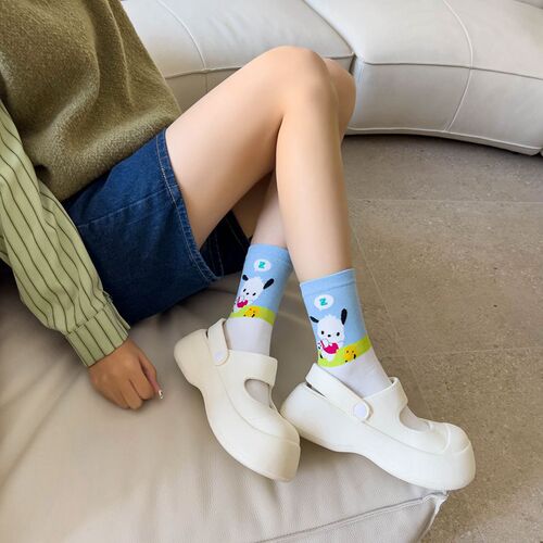 Japanese cartoon socks for women, combed cotton mid-calf socks for women, small handkerchief cute puppy casual socks, one piece drop shipping