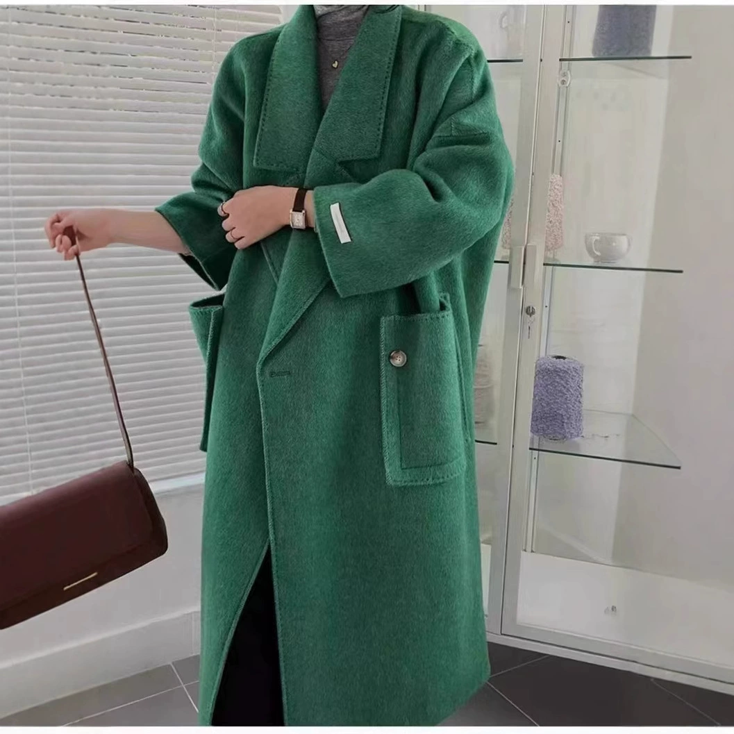 Популярное онлайн-2023 Новое двустороннее шерстяное пальто, Длинное свободное повседневное шерстяное пальто в Корейском стиле в наличии