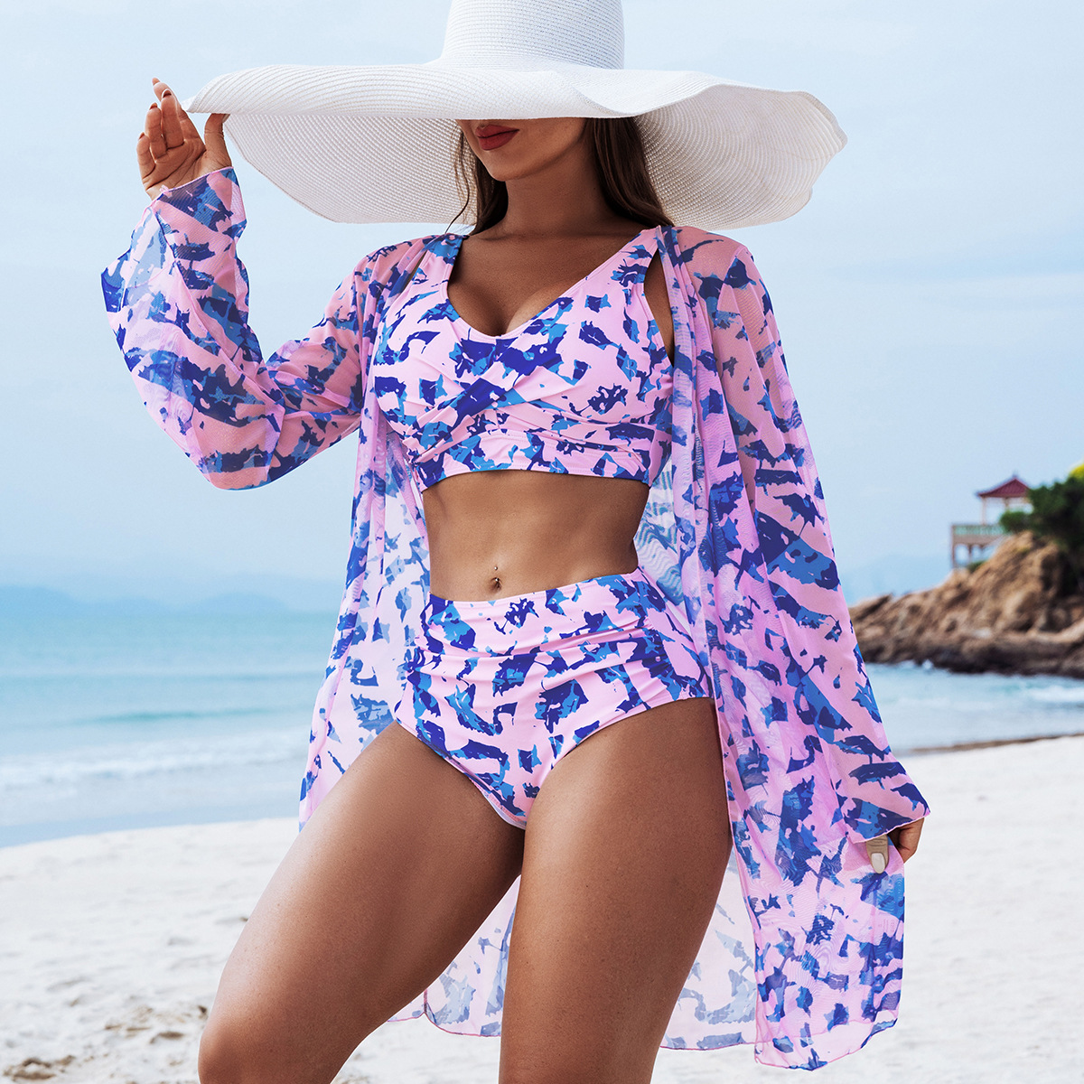 Nueva moda europea y americana de alta gama sexy trajes de baño de mujer tres piezas bikini bikini trajes de baño de mujer