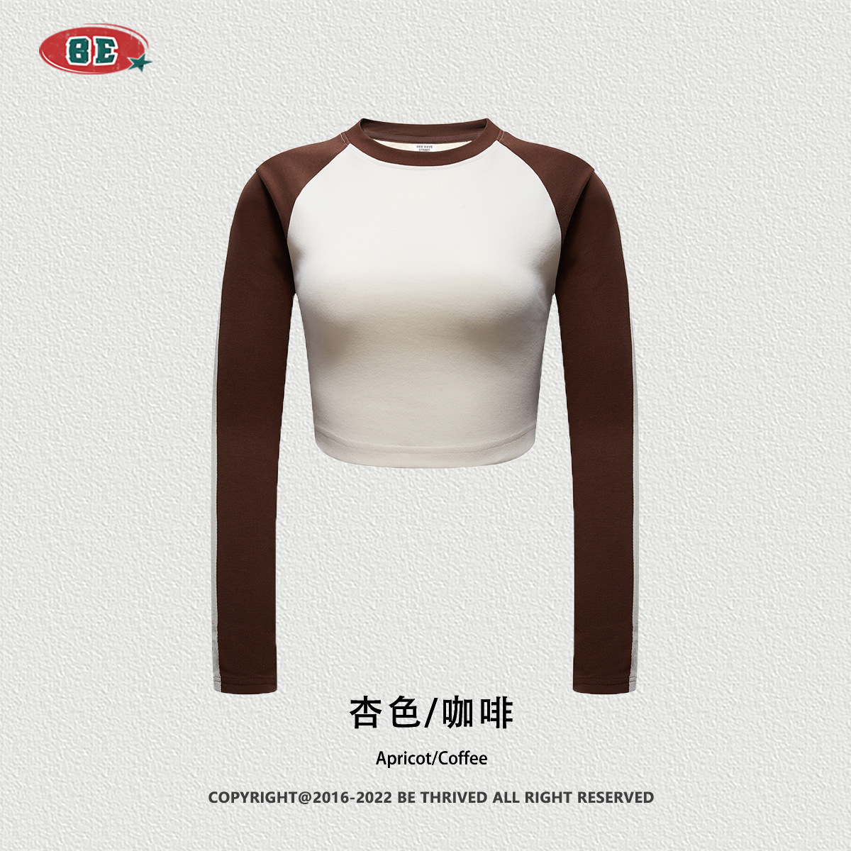 Ser preferencia| Comercio exterior de Europa y Estados Unidos cuello redondo de color caliente chaqueta de umbilical marca de té de color corto camiseta de manga larga mujer image 6
