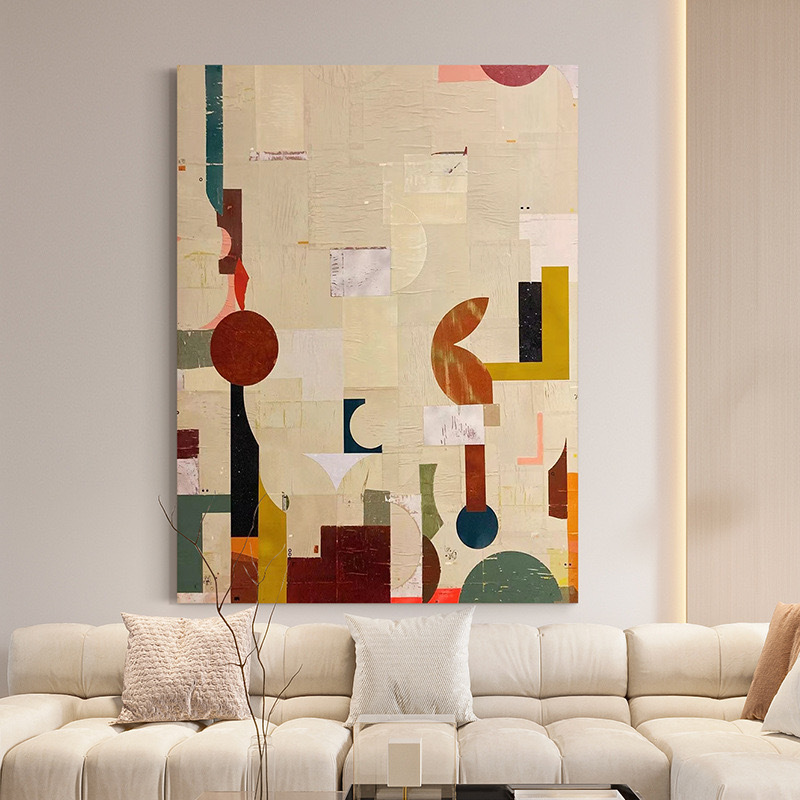 Abstract Painting Art Sofa Background Wall Atmospheric Hanging Painting Living Room Decorative Painting Floor Large Entrance Niche Mural