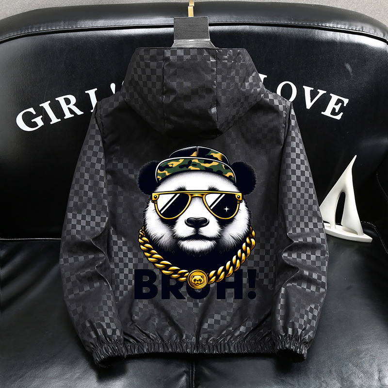 Veste à capuche décontractée pour homme, grande taille, coupe ample, luxueuse, noire et grise, en polyester, tendance printemps._voghion.com