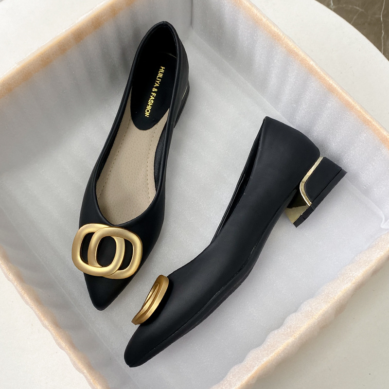 Kaffee Farbe Einzelne Schuhe Frauen Neue Frühling Spitz Niedrigen Absatz Französisch Stil Dicke Professionelle Arbeit_voghion.com