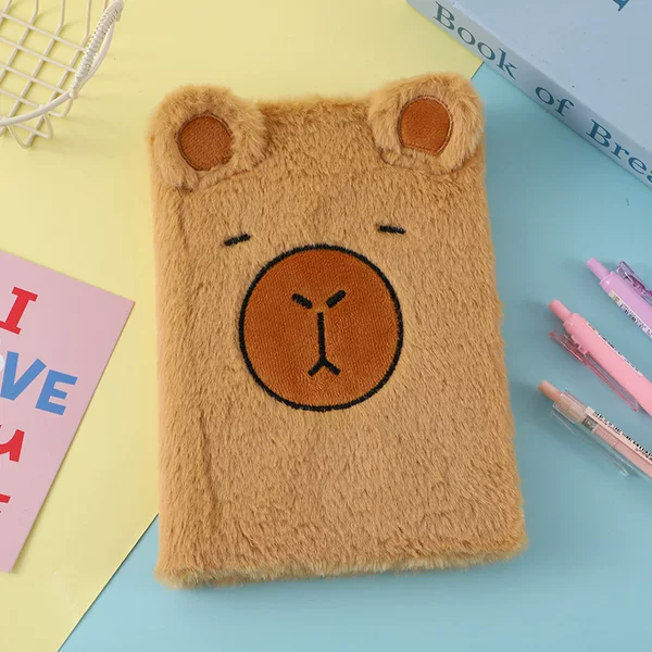 Cartoon capybara plush notebook new cute children's notepad handmade DIY plush hand ledger wholesale