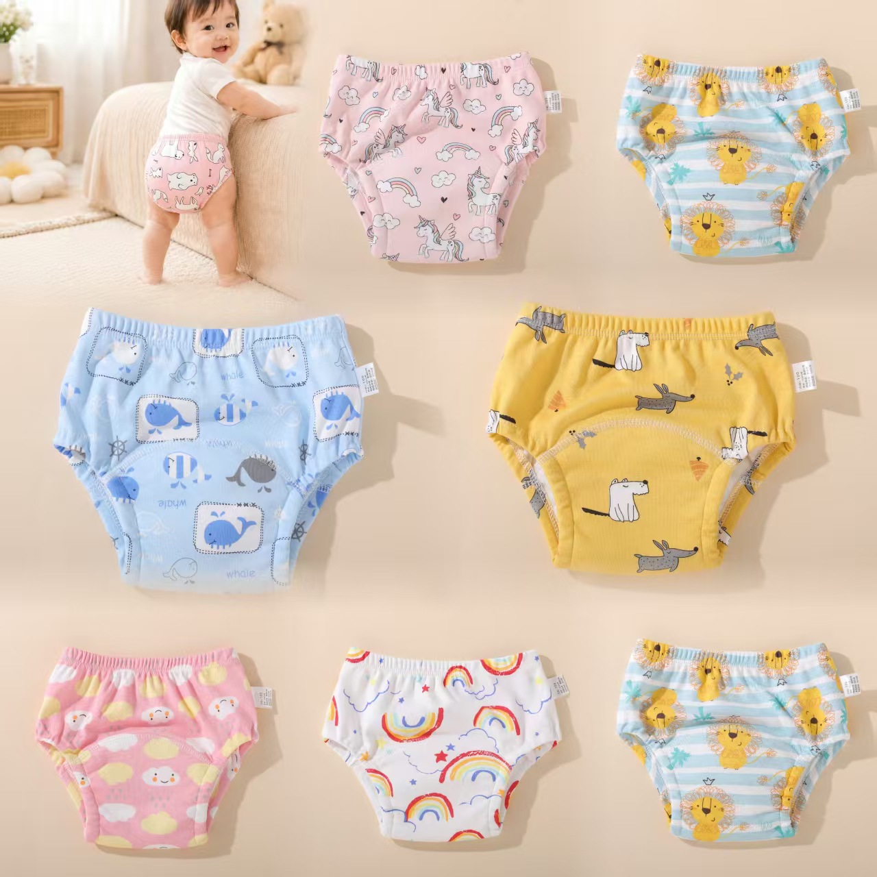 Infant toilet training summer unisex baby children's pure cotton waterproof washable diapers