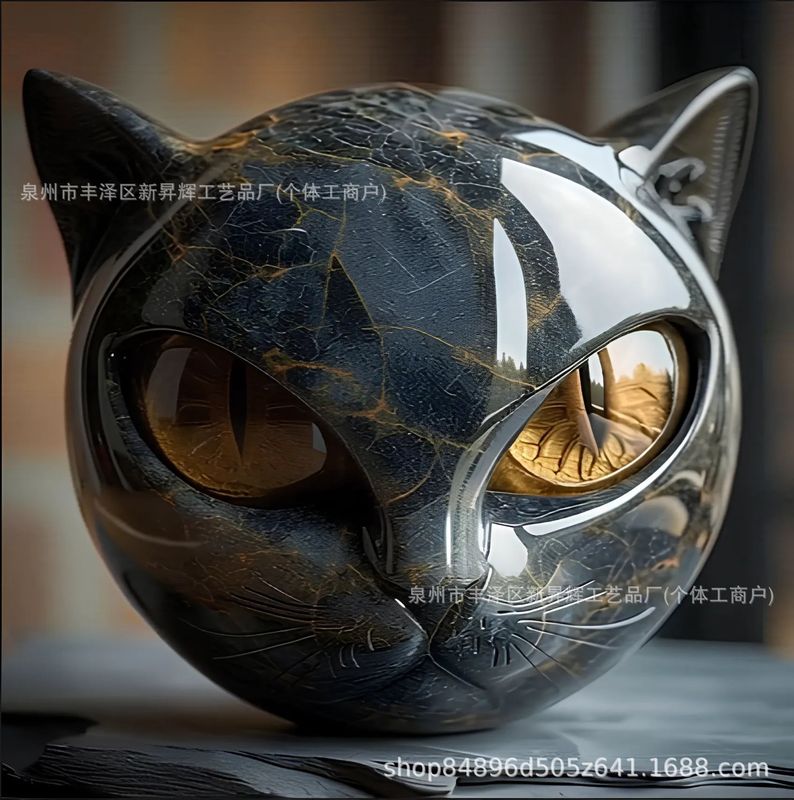 跨境新款万圣节Purrfect ball猫咪石摆件|undefined