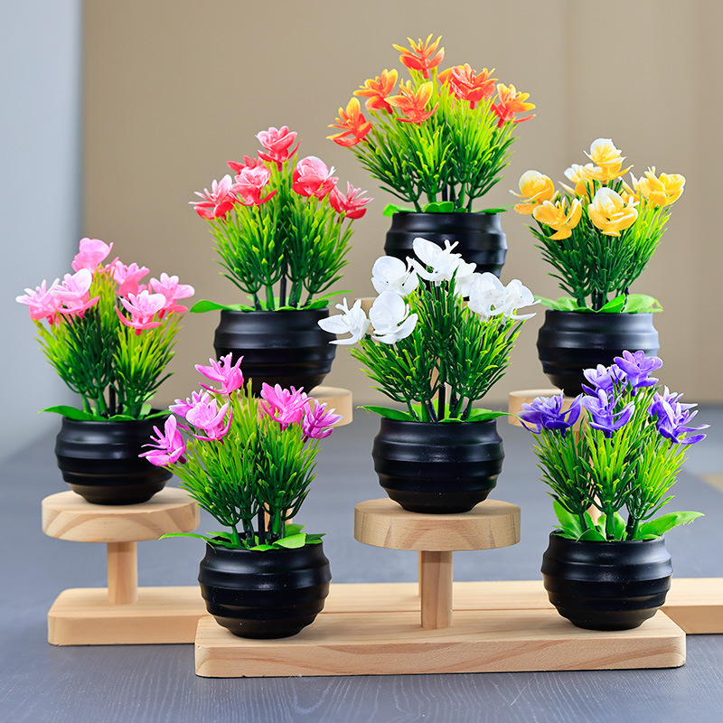仿真花迷你盆栽家居室内假花卉装饰品办公室摆件塑料盆景桌面绿植