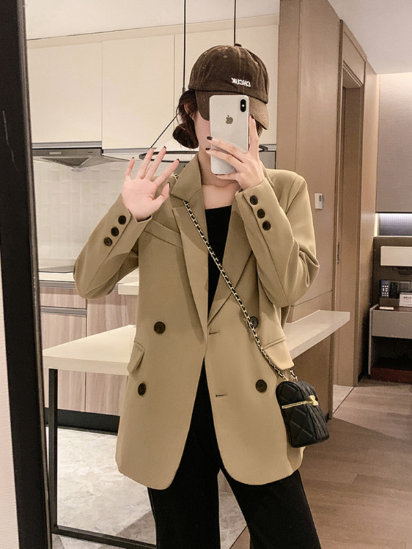 2025秋装新款西装外套女炸街设计感小众休闲咖色显瘦小西服|undefined