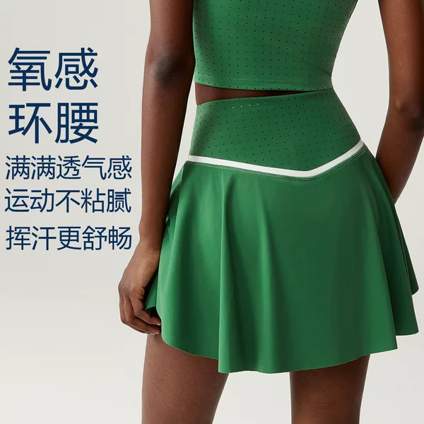 Cross-Border High-Waisted Tennis Skirt for Women, Plus Size, Anti-Exposure Two-Piece Skirt, Quick-Drying Yoga Fitness Sports Skirt