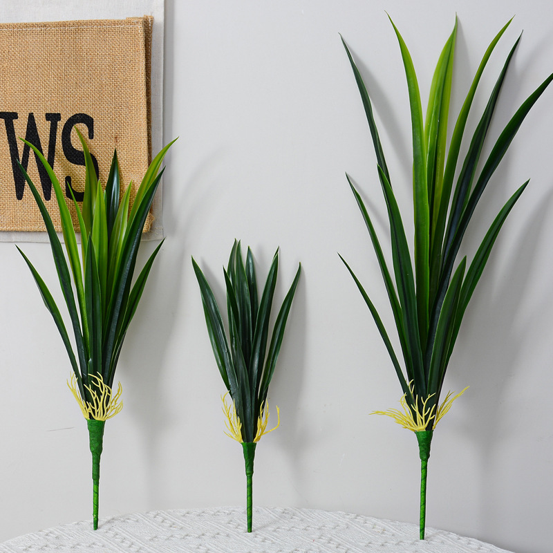 Artificial hand feeling cymbidium leaf artificial plant potted flower arrangement gladiolus leaf hand feeling artificial leaf wholesale fake flower
