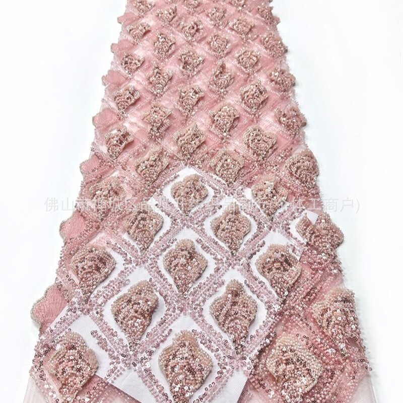 Multicolor calcomanías cuentas esquinillas bordadas tela de bordado de encaje pesado vestido de boda tela de vestido de alta definición