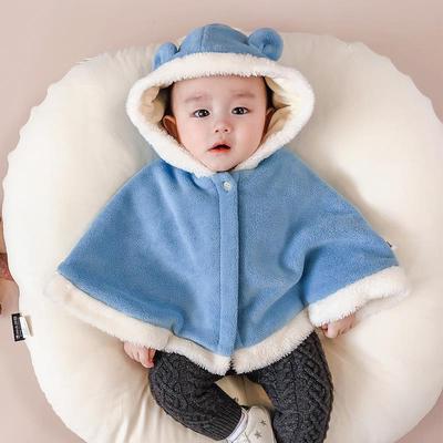 baby Windbreak cloak Autumn and winter go out Plush thickening Adidas Little coat keep warm baby Shawl