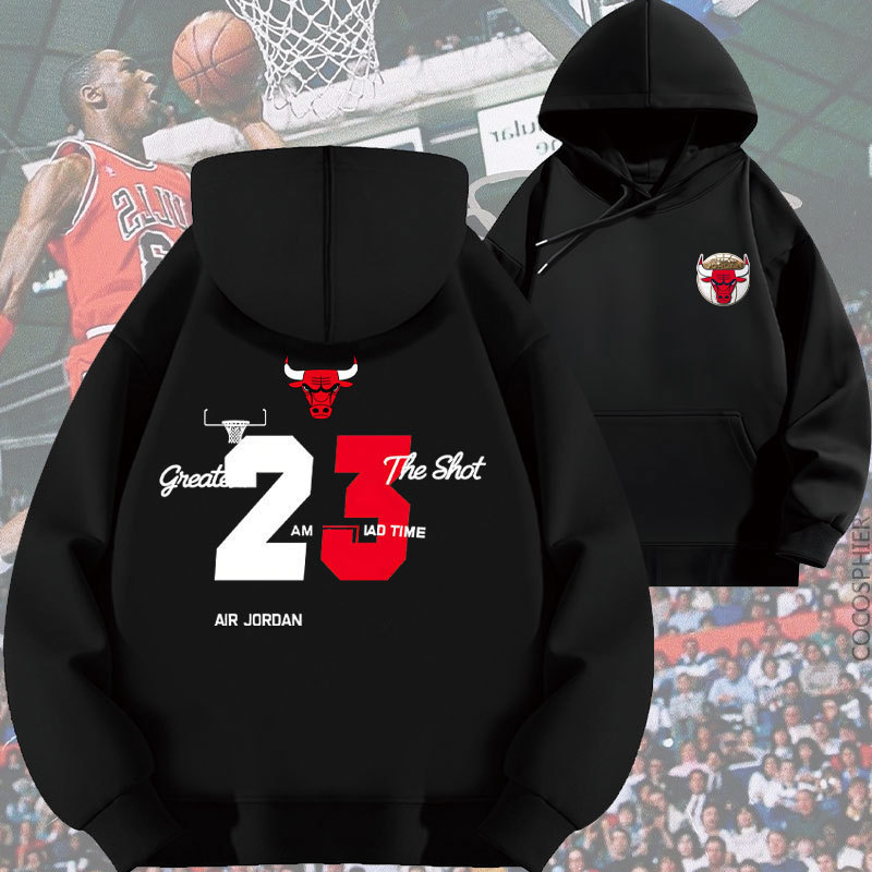 Bulls Joe Boss No. 23 Letter Print Hooded Sweatshirt Trendy Football Loose Autumn Fleece Thickened Clothing
