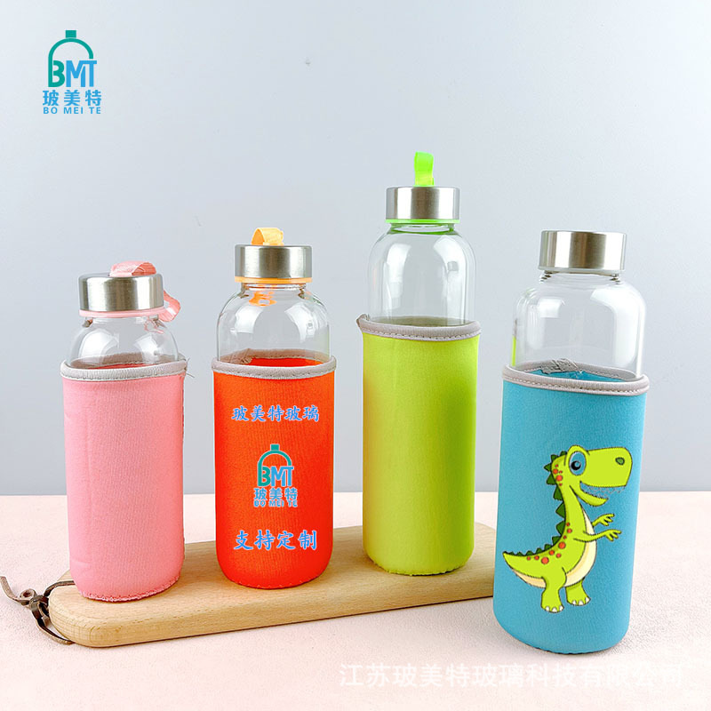 Taza de agua de vidrio simple, transportador, taza de agua deportiva portátil, taza de publicidad LOGO impresa, botella de bebida al por mayor, aislamiento térmico y anti-escaldado image 3