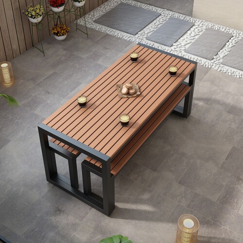 Outdoor table and chair courtyard outdoor dining table and chair set park leisure tea table and chair outdoor balcony anti-corrosion table sun protection