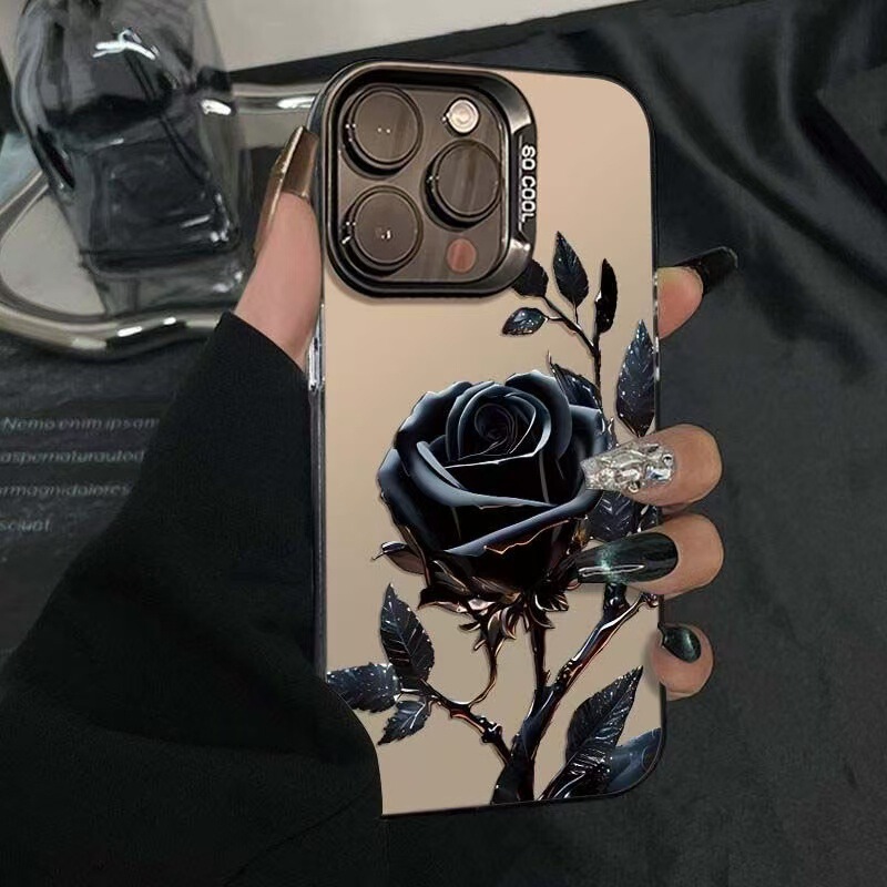 A Black Rose Suitable for Apple 16 Pro Max Phone Case iPhone 17 Pro Premium 14 Pro Floral Design 15 Beautiful