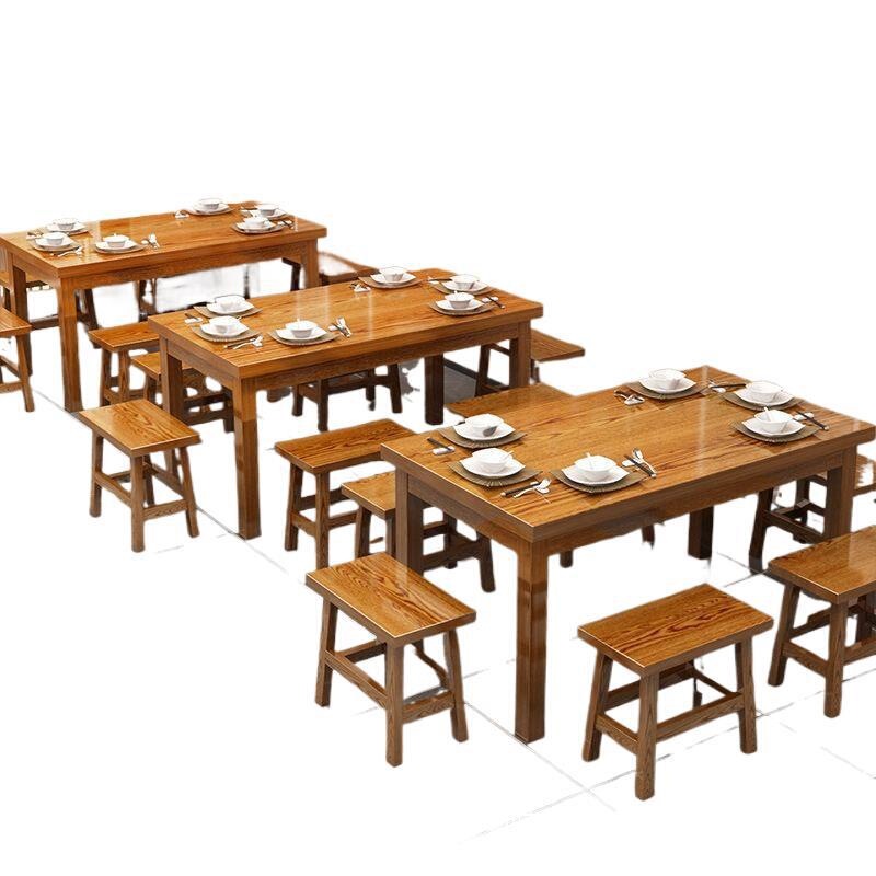 面馆桌椅饭店小吃店餐桌椅餐桌组合实木餐馆食堂桌子餐厅烧烤碳化|undefined