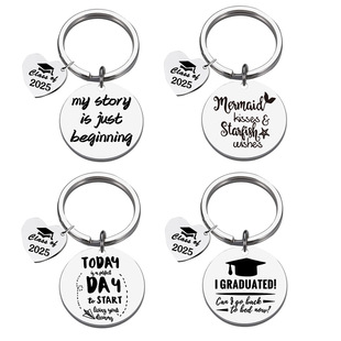 Amazon Women's Graduation Season Heart Accessories Inspirational Quotes Engraved Stainless Steel Pendant Keychain Men's Heart Pendant