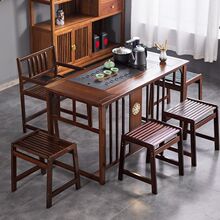 阳台办公室茶桌小型家用桌椅组合烧水壶一体全套实木新中式湿炮台