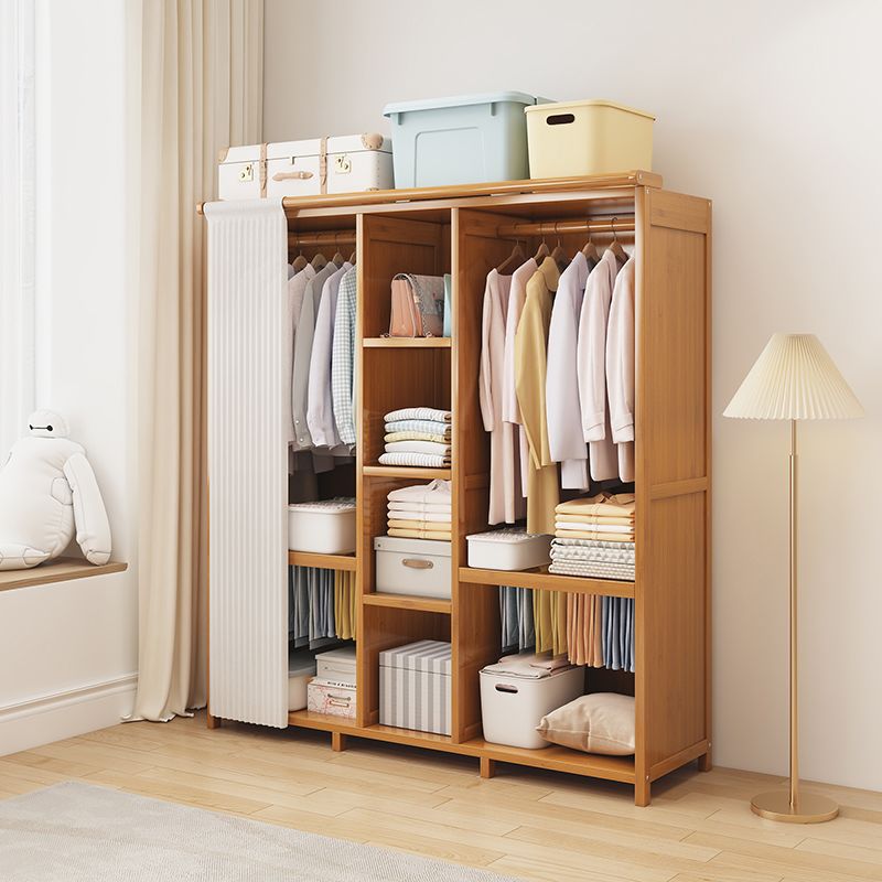 Simple Thickened Wardrobe for Home Bedroom, Fully Enclosed Curtain Cloth Cabinet, Rental Room Assembly, Thickened Coat Rack