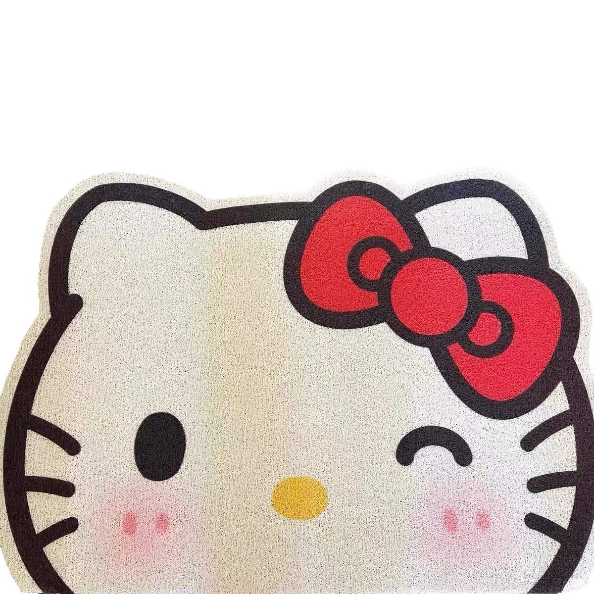 Q版ハローキティの玄関用除塵シルクサークルドアマット、家庭用玄関エリアフロアマット、カートゥーンカーペットとしても使用可能、カット可能、滑り止め付き。