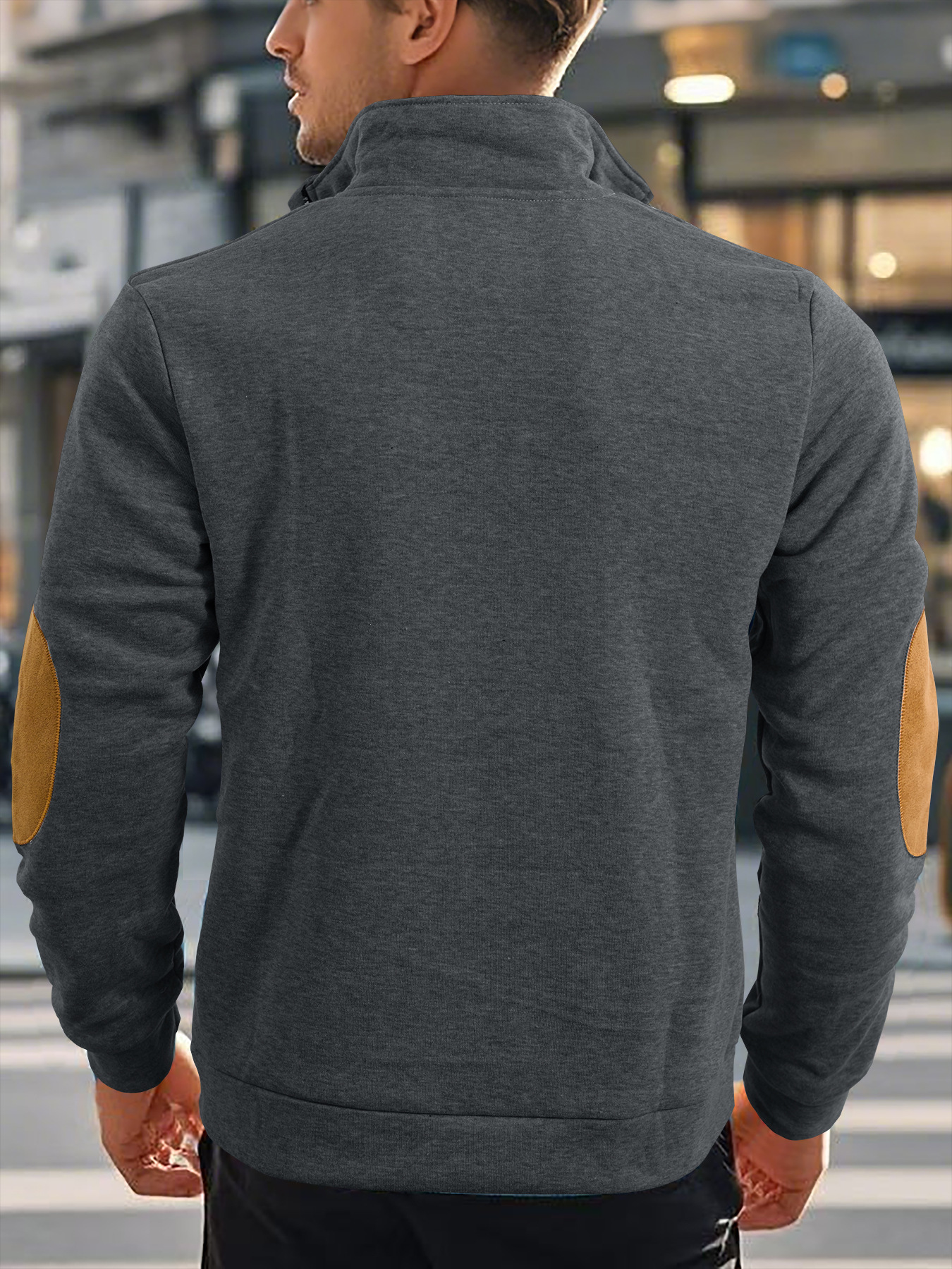 Embroidered Men's Hoodies With Stand Collar And Colour-block Style_voghion.com
