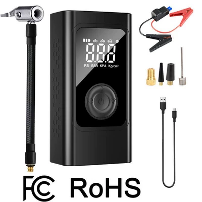 Hava nasosu Portable Emergency Power Supply, Digital - black-button-emergency-power-supply-air-pump-all-in-one-machine-smart-clip