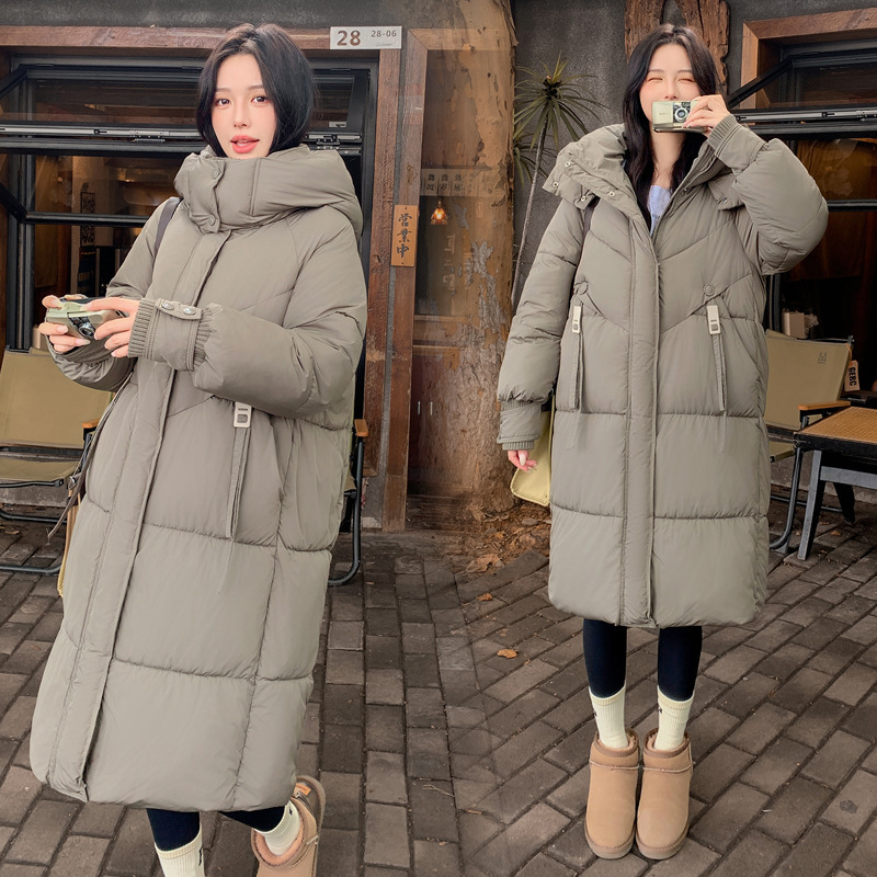 羽绒棉服女中长款2025新款冬季韩版宽松连帽休闲加厚保暖棉衣棉袄|undefined