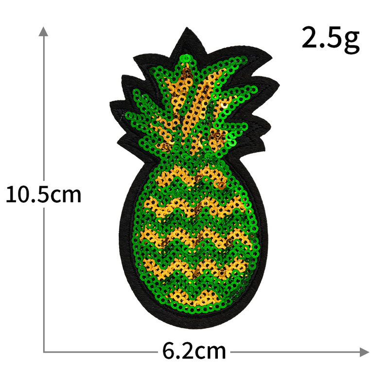 スパンコール刺繍布ラベル卸売コンピュータ刺繍チェリースイカイチゴスパンコールフルーツシリーズ刺繍布ステッカー縫製不要ステッカー|undefined