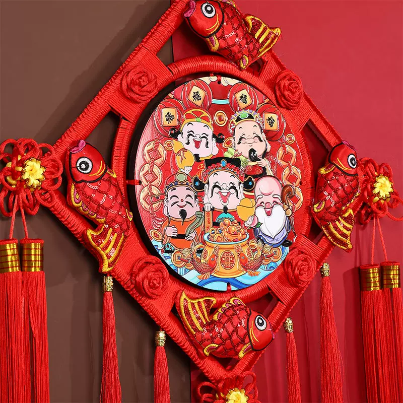 2026马年中国结桃木挂件挂饰客厅装饰玄关门福字桃符财神福运招财
