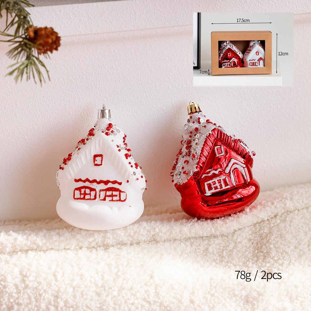 Bola de Navidad roja bola de plástico árbol estrella superior decoración del árbol de Navidad casa colgante donut PVC bola en caja