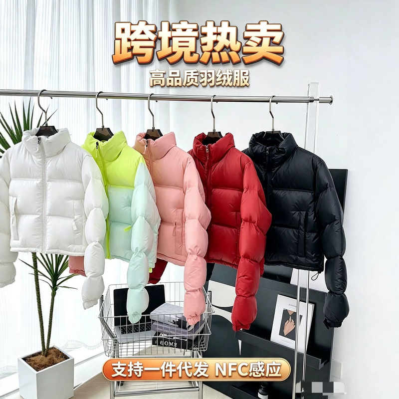 Putian cross-border North Face down jacket 1984 Kendall short style thickened stand-up collar women's winter trendy down coat Putian cross-border North Face down jacket 1984 Kendall short style thickened stand-up collar women's winter trendy down coat