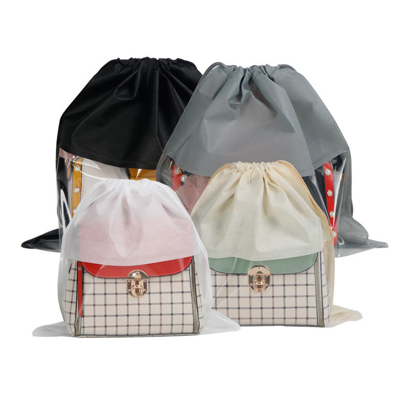 Bolsa no tejida bolsa de polvo bolsa de forro de PVC transparente bolsa de almacenamiento bolsa de cordón de equipaje Ventana de impresión de bolsa de cordón