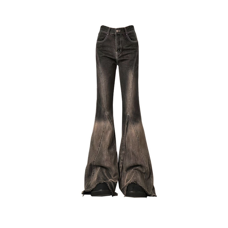 Pantalones Jeans Acampanados Estilo Vintage, Poliéster, para Uso Diario