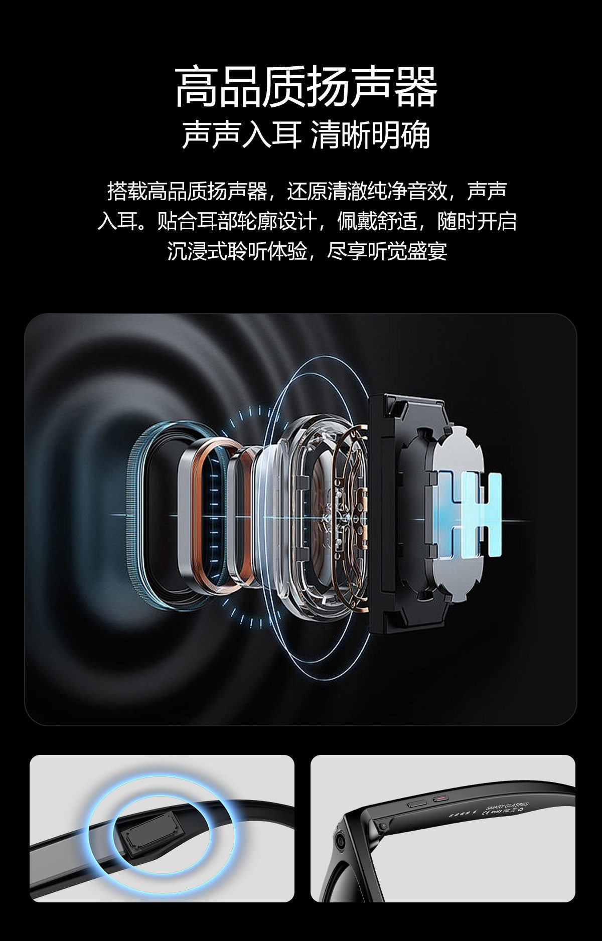 2025智能眼镜800W像素AI拍摄摄像头高清拍照录像语音通话翻译眼镜