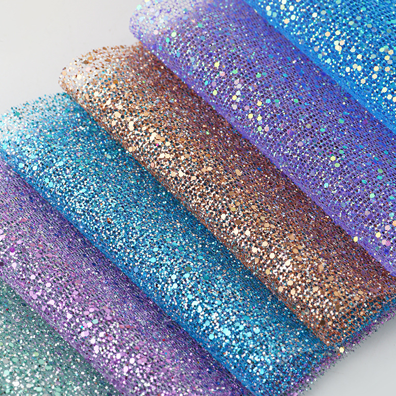 现货76色满版中小粉 洒金面料 喷金网纱 婚纱礼服面料 彩色亮闪闪