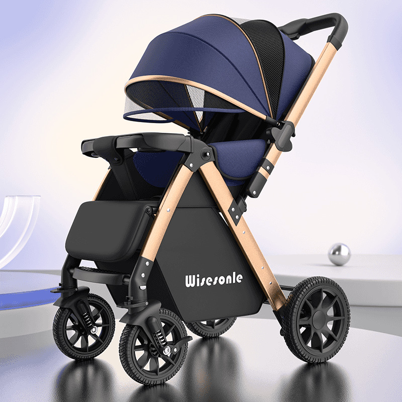 Supreme Edition - Azul Marinho - Quatro Rodas de Borracha - Bidirecional - Dobrável com Uma Mão
