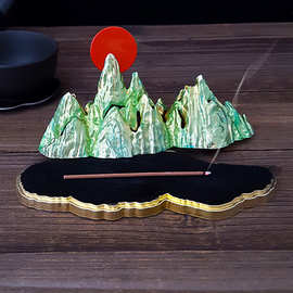 厂家创意日照金山香炉国风文创香薰炉金属线香香炉摆件桌面办公室