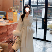 2024秋冬中长款双面绒毛呢外套女宽松仿狐狸毛韩系小个子呢子大衣