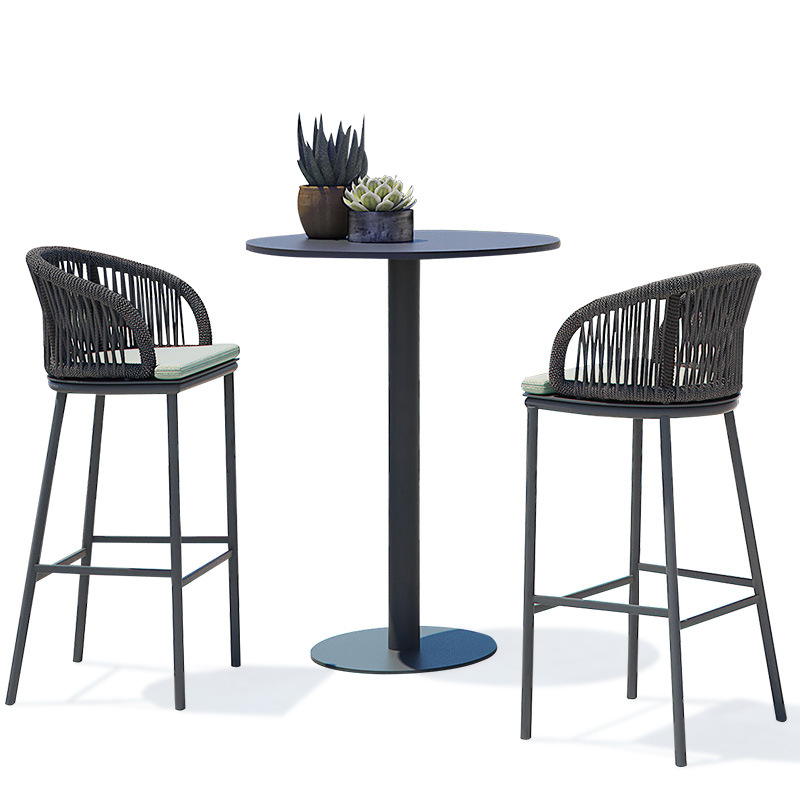 Conjunto de mesa de bar para jardín, patio o terraza, ideal para villas, verandas, cafeterías, resistente al agua y con protección solar, incluye sillas de bar. image 5